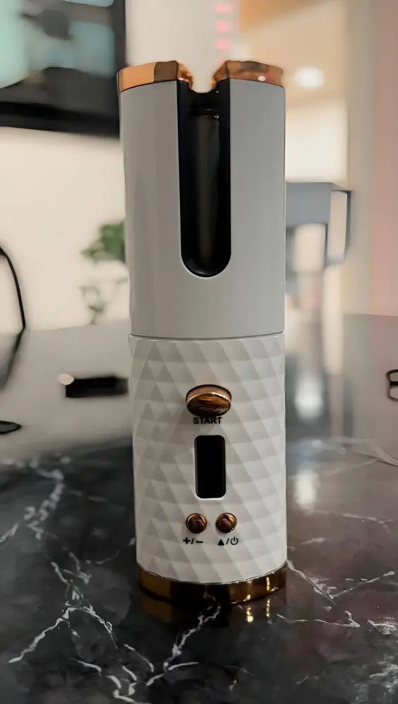 White and gold Automatic Hair Curler Frontal